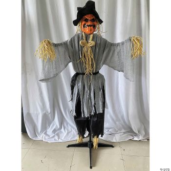 6 FT HEAD TURNING PUMPKIN SCARECROW