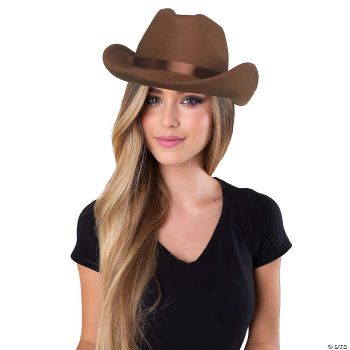 BROWN FLOCKED COWBOY HAT