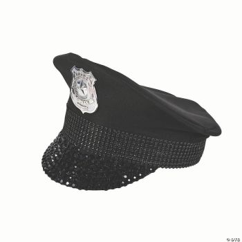 BLACK BLING POLICE HAT