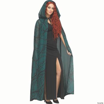 GREEN FOREST HOODED CAPE ADLT