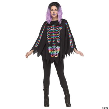 PONCHO SKELETON RAINBOW FOIL AD