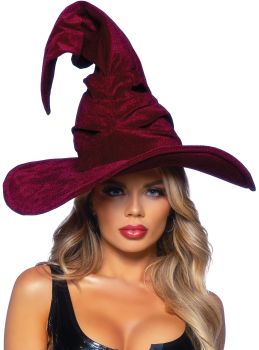 HAT WITCH VELVET RUCHED BURGUN - Burgundy