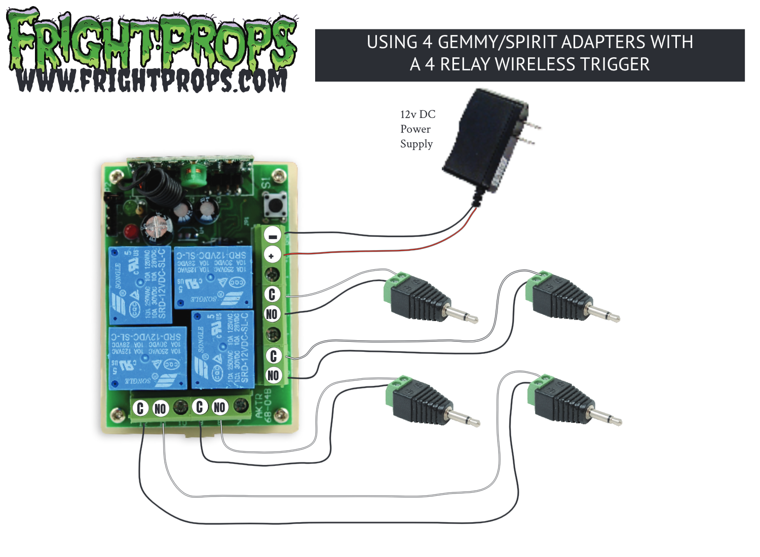 Using 4 Gemmy/Spirit Adapters with a 4 Relay Wireless Trigger…