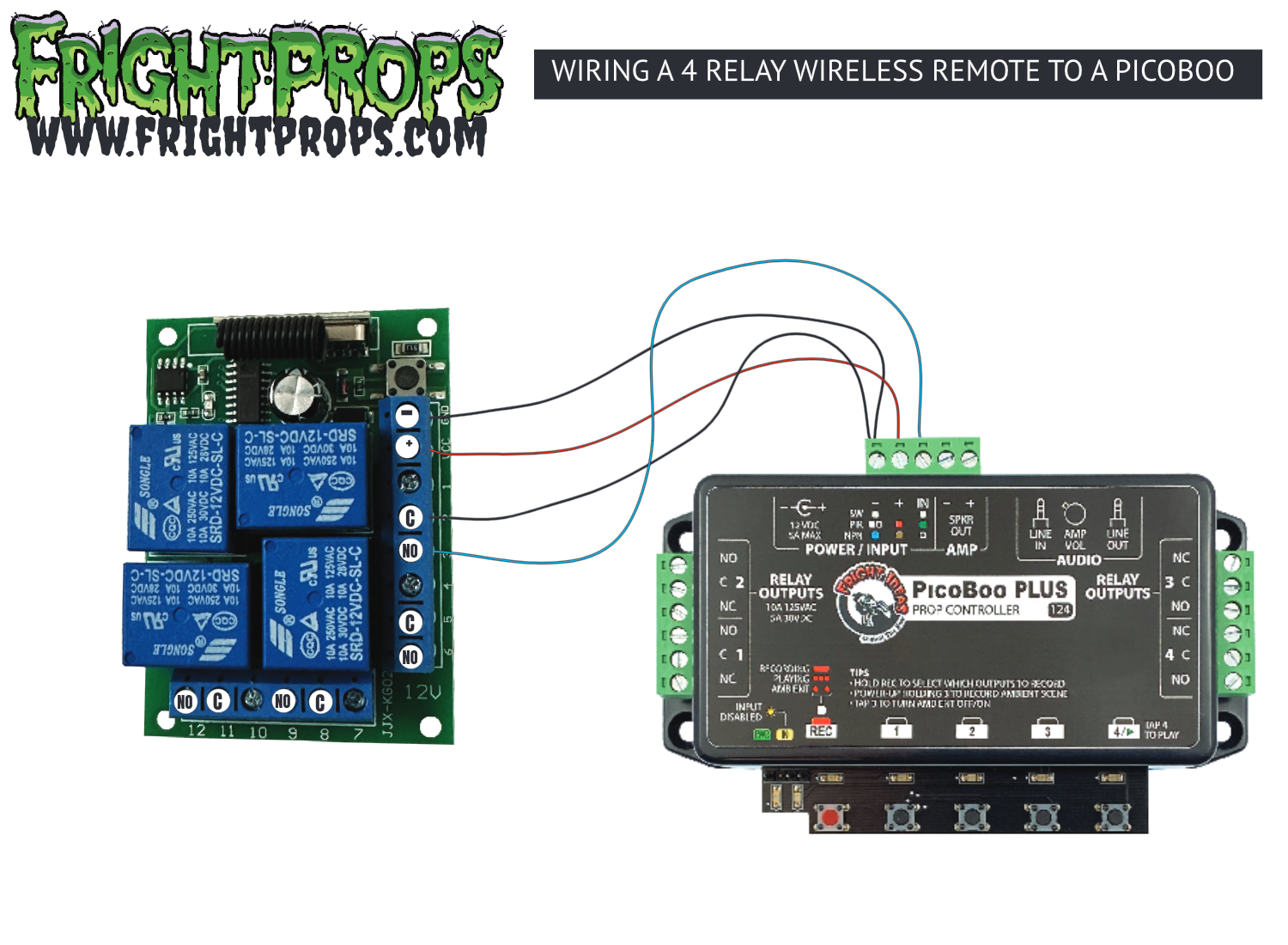 Wiring a 4 Relay Wireless Remote to a PicoBoo